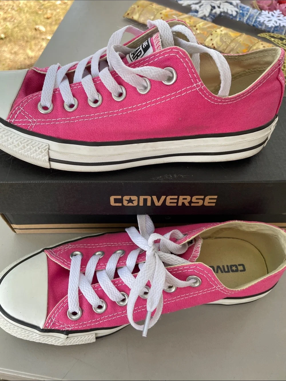 Converse Kids Hot Pink Low Top Canvas Sneakers